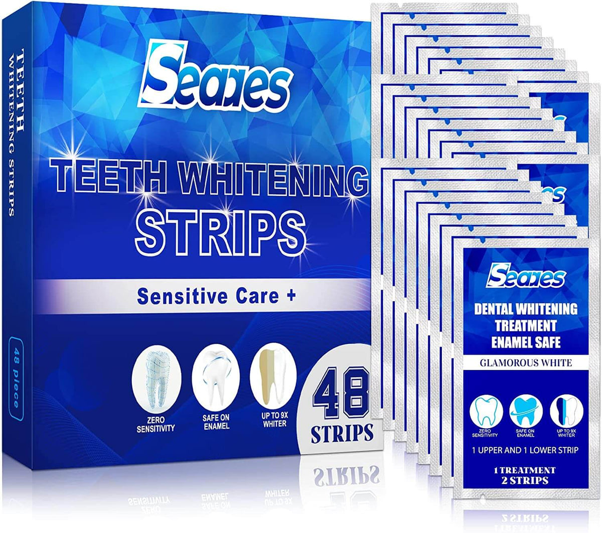 SEAAES 48 Teeth Whitening Strips Non Sensitive Formula