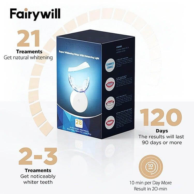 Fairywill Teeth Whitening Strips with Rechargeable LED Light